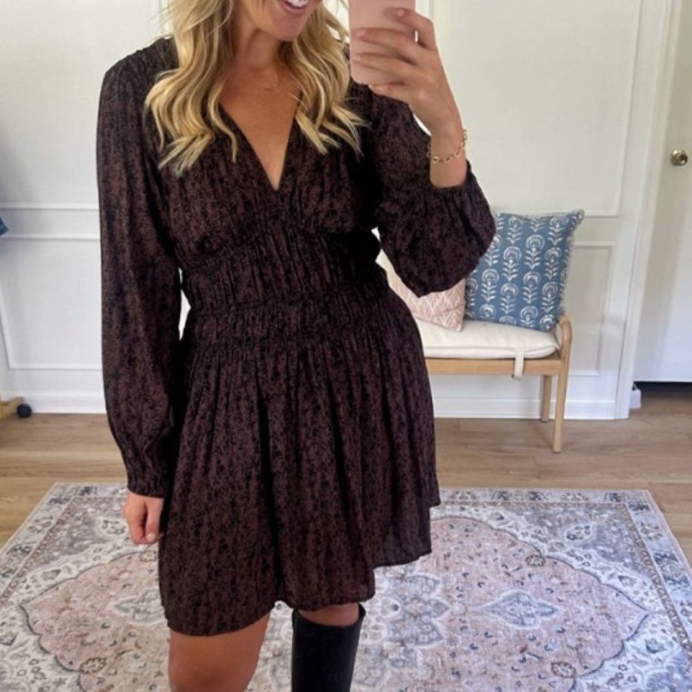 Universal Thread Long Sleeve Smocked Ruffle Mini A-Line Dress